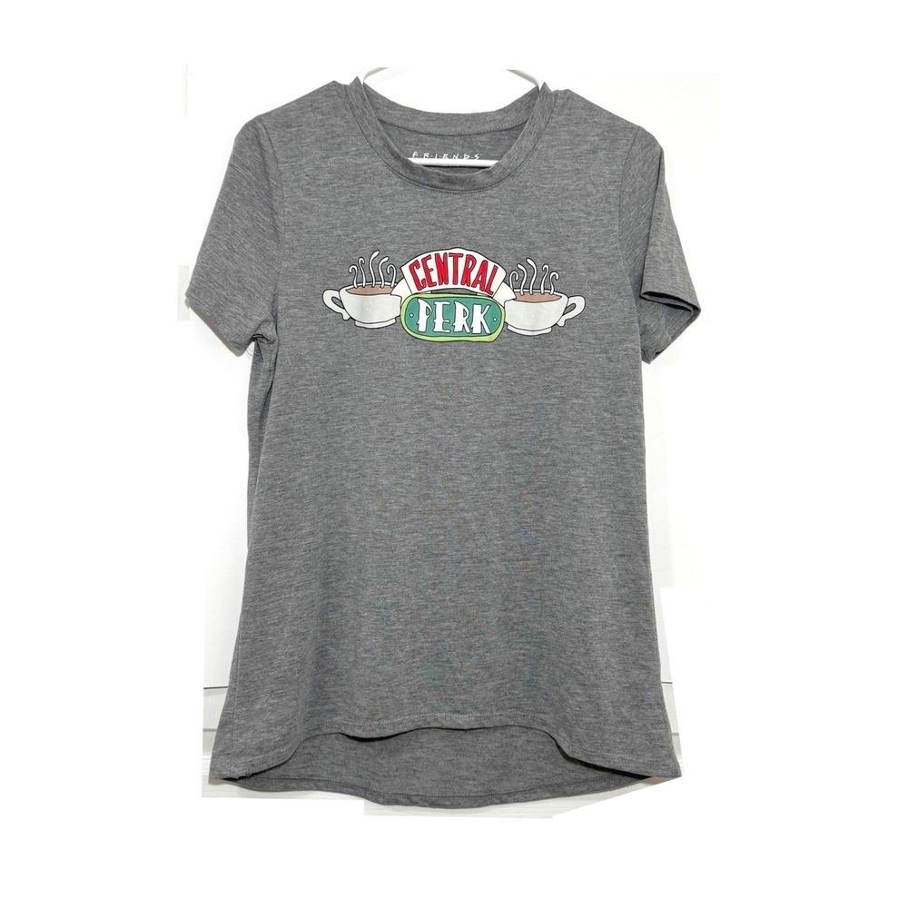 Friends Central Perk Graphic Tee Gray Short Sleeve T-Shirt Womens Large JT17028